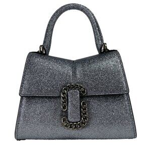 NEW Marc Jacobs The St Marc Mini Top Handle Satchel Crossbody Silver Glam Purse